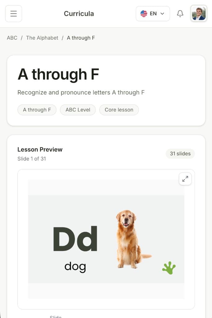 Gecko lesson preview on a phone